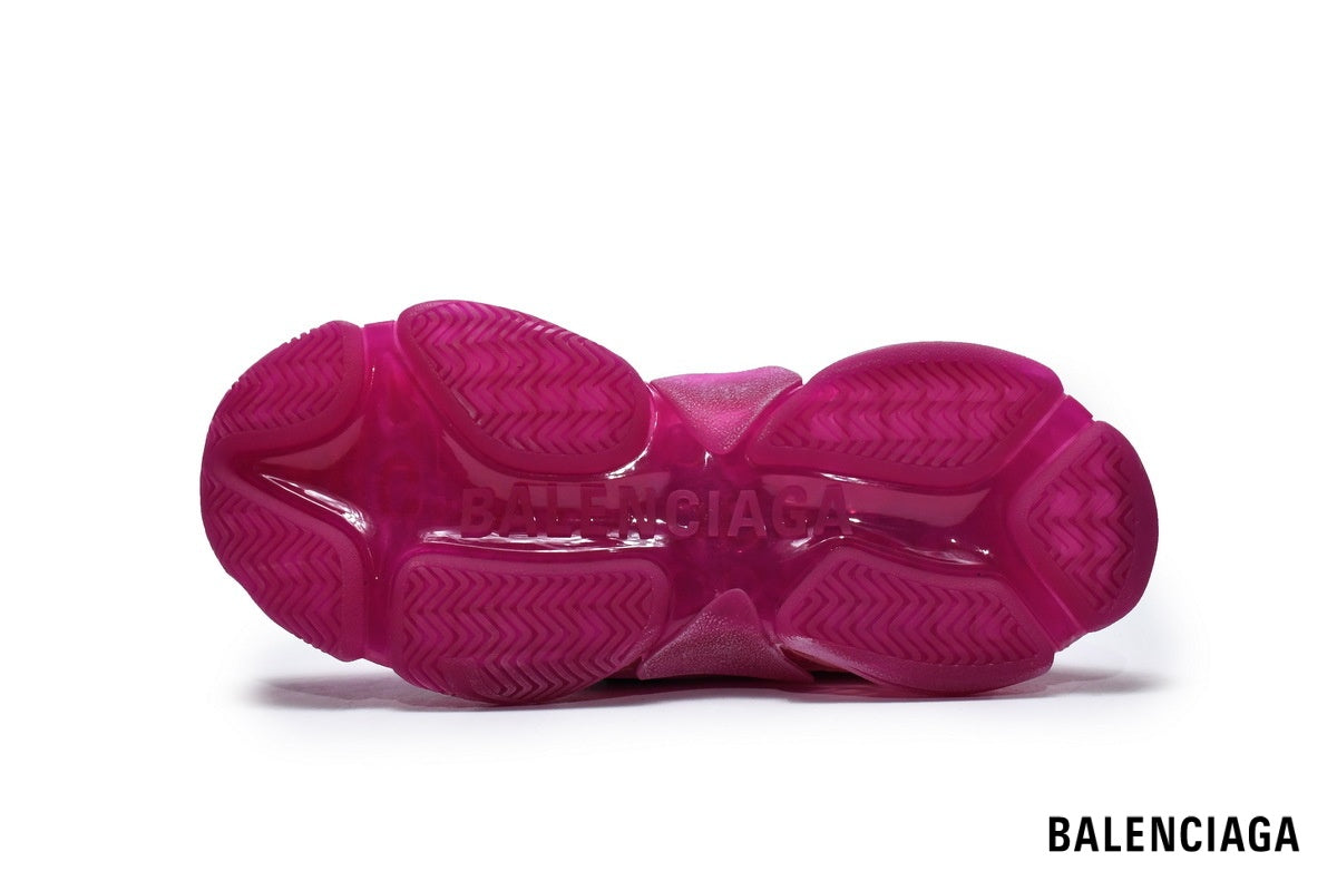 Balenciaga Triple S men's shoes women sneakers ¨C Fuchsia & Clear Sole