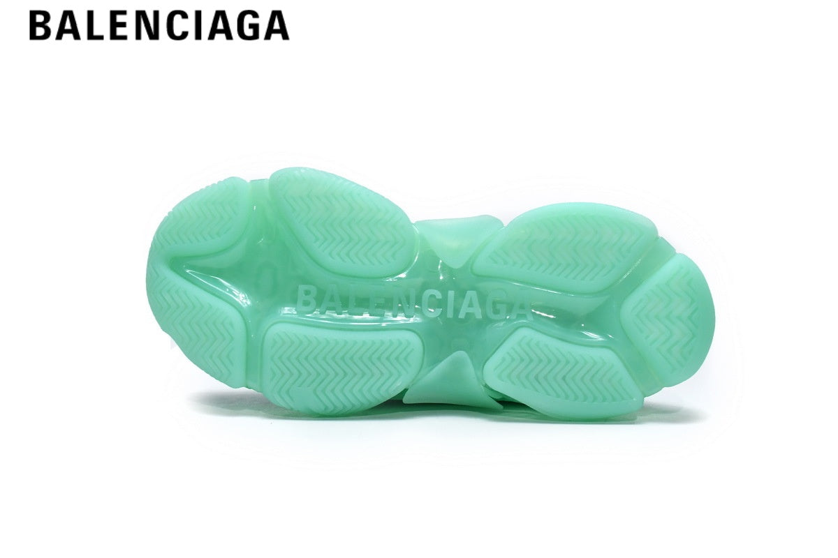 Balenciaga Triple S men's shoes women sneakers¡ª Mint Green, Clear Sole