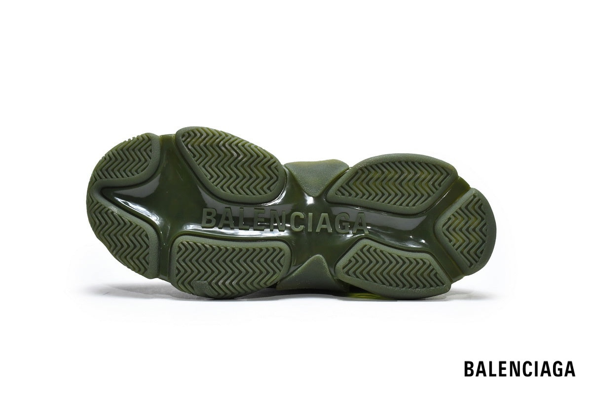 Balenciaga Triple S men's shoes women sneakers ¨C Olive Green & Clear Sole