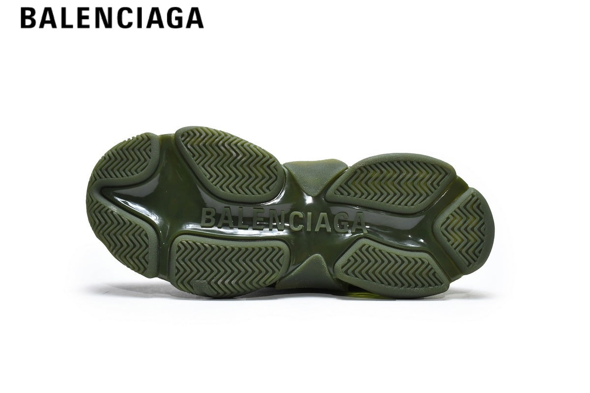 Balenciaga Triple S men's shoes women sneakers ¡ª Army Green, Clear Sole