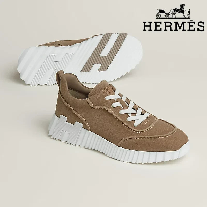 Herm¨¨s Brown Suede Ridged Sole Sneakers
