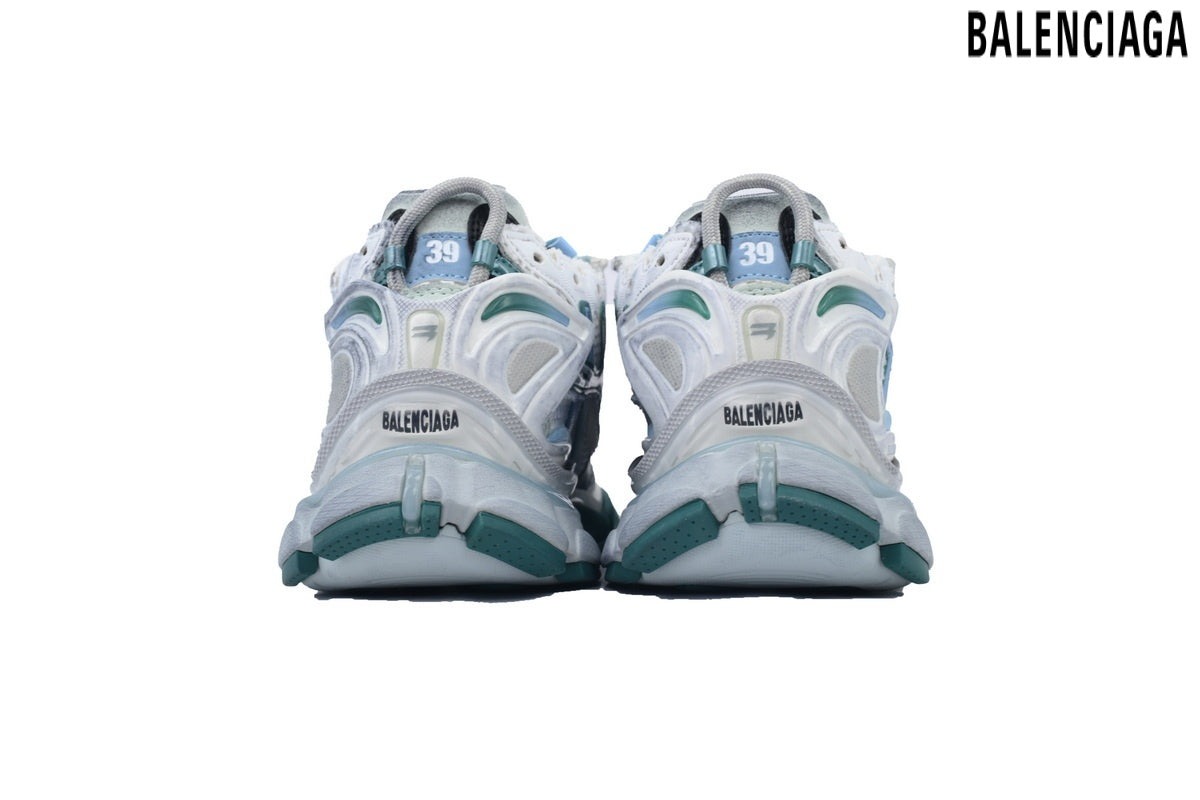 Balenciaga Runner men's shoes women sneakers ¨C White, Green & Blue
