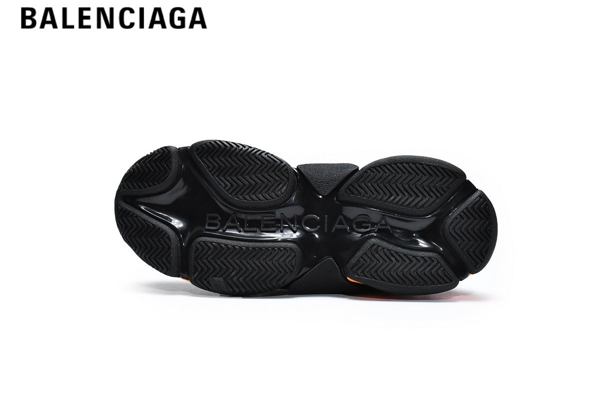 Balenciaga Triple S men's shoes women sneakers ¡ª Black, Orange Logo