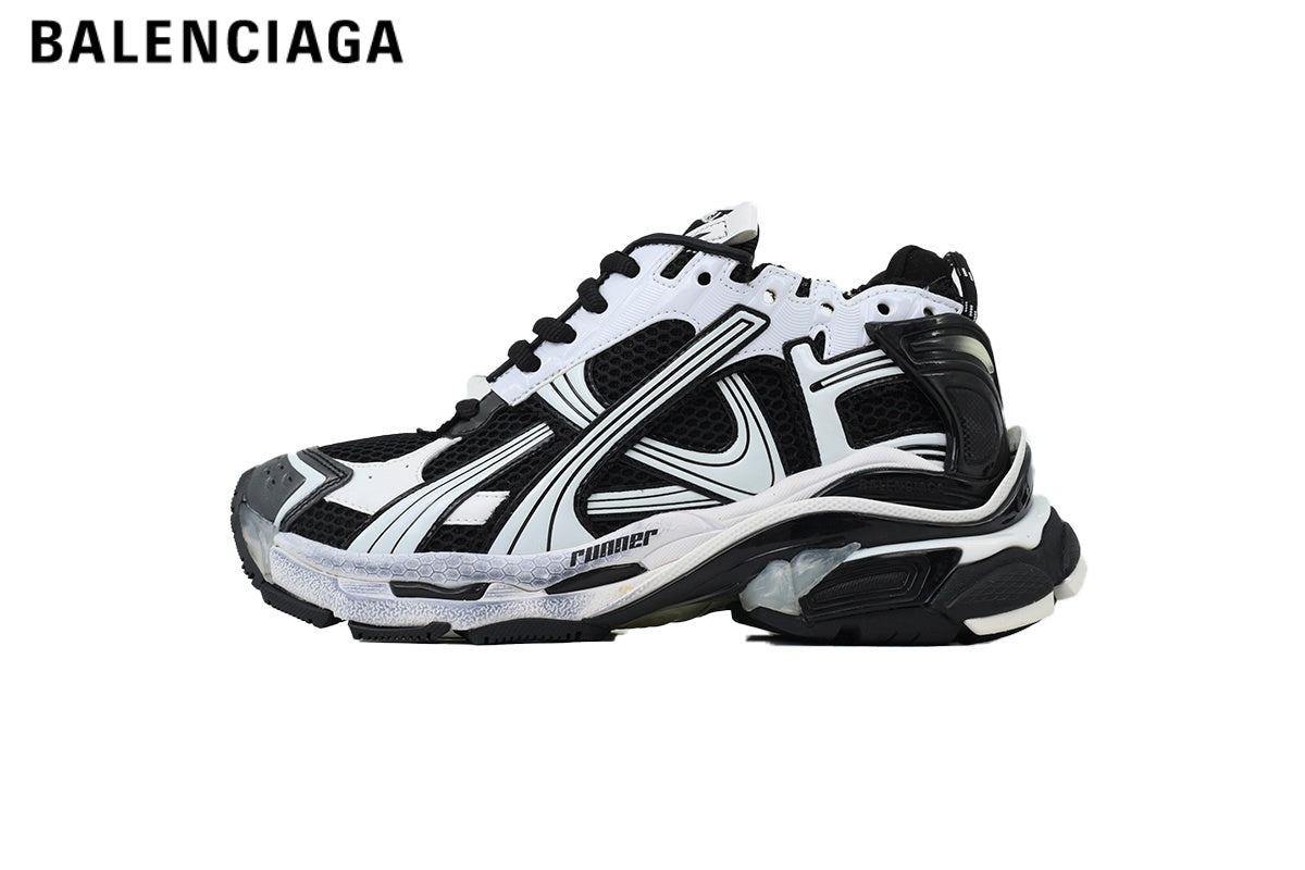 Balenciaga Runner men's shoes  women sneakers ¡ª Black / White