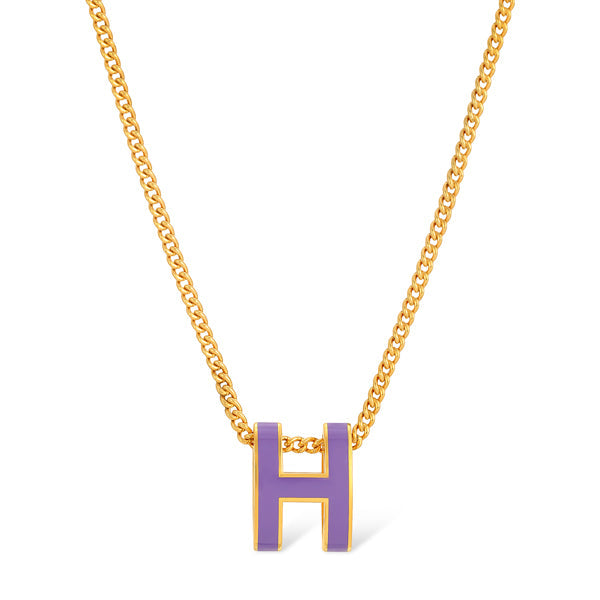 Hermes Mini Pop Purple 18K Gold Necklace