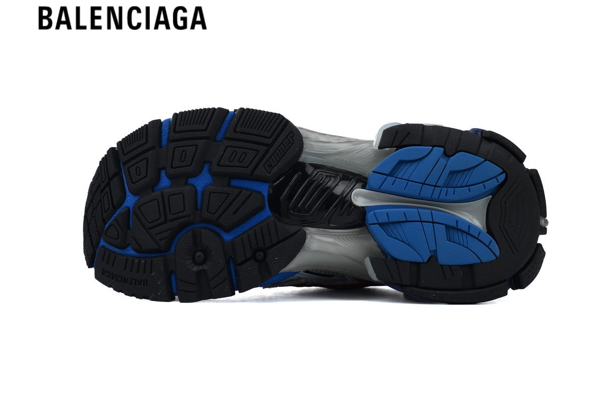 Balenciaga Runner men's shoes  women sneakers ¡ª Silver Mesh, Red & Blue Synthetic Overlays