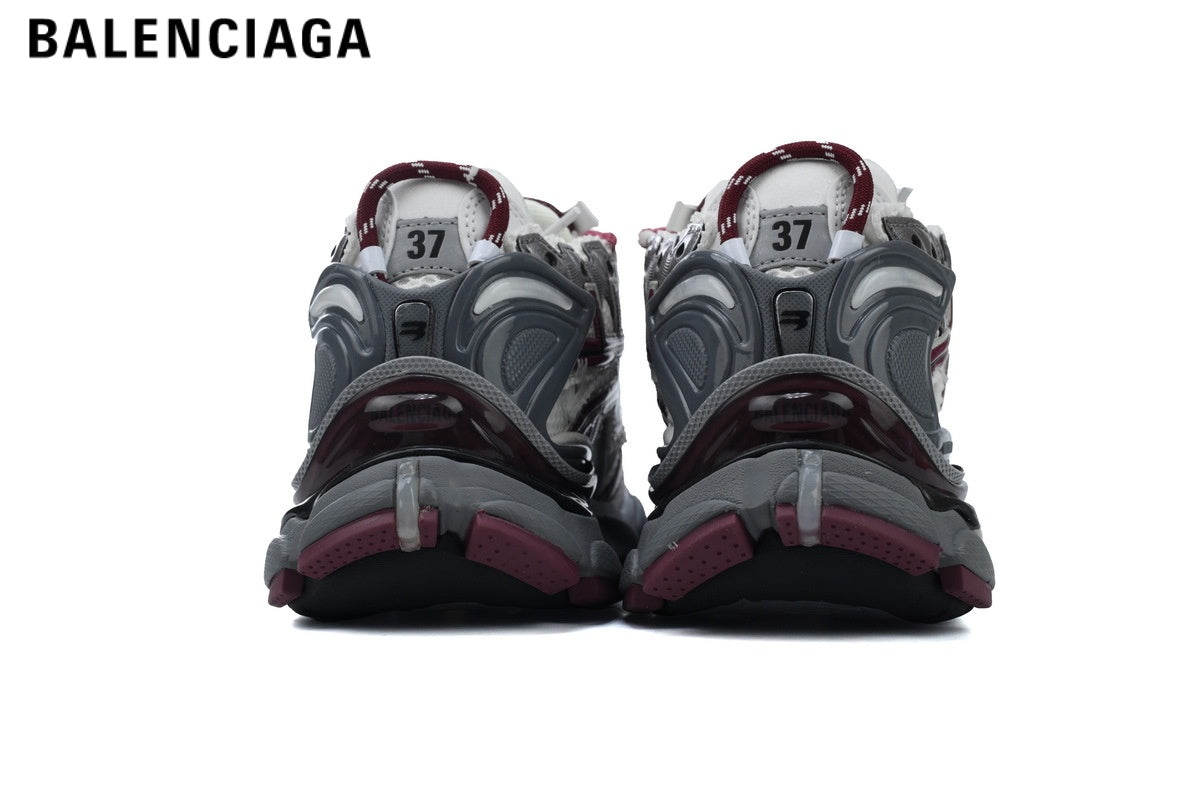 Balenciaga Runner men's shoes  women sneakers¡ª White / Burgundy / Grey