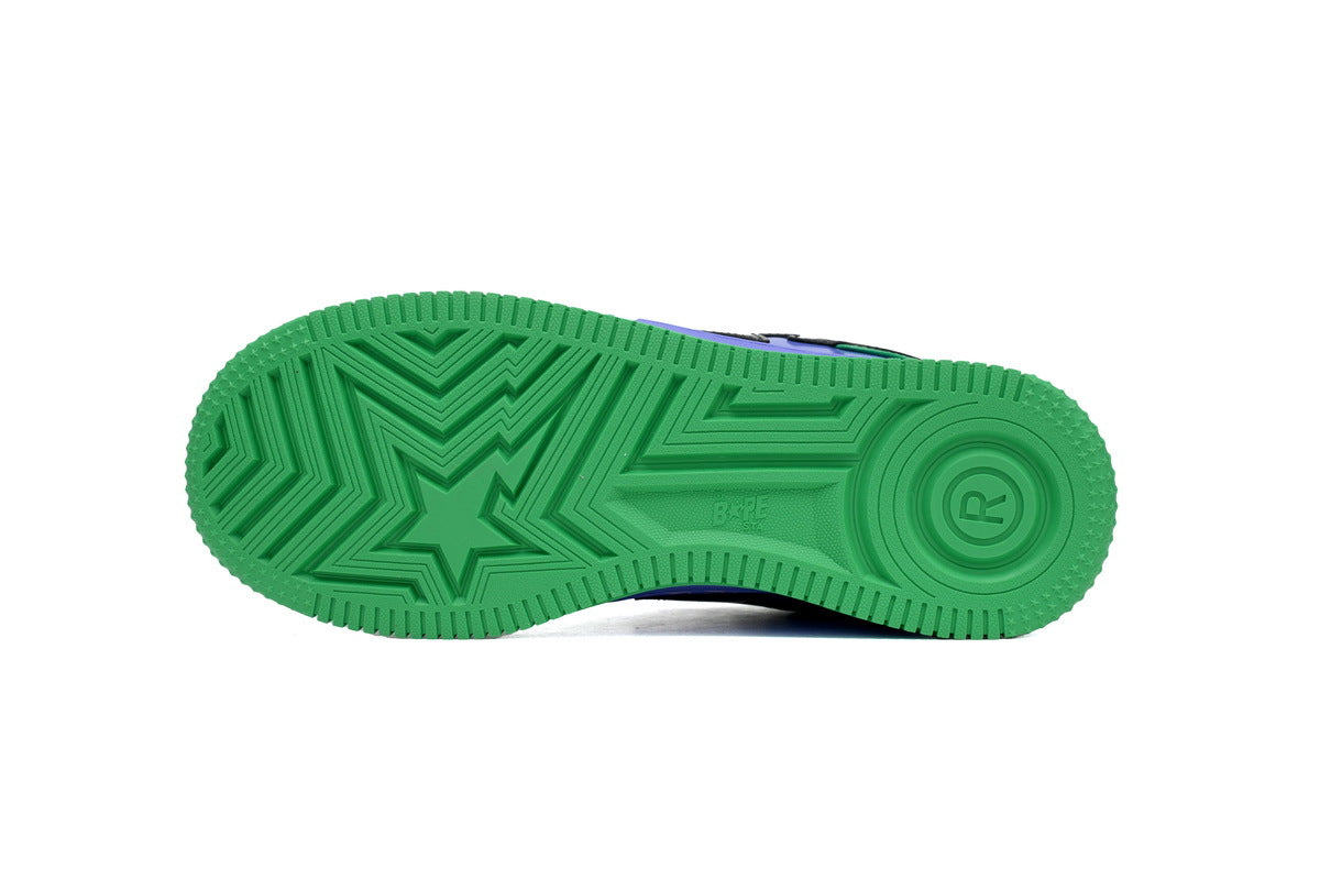 A BATHING APE BAPE STA Green & Purple Colorblock Sneakers | Women's & Men's Skate-Inspired Shoes