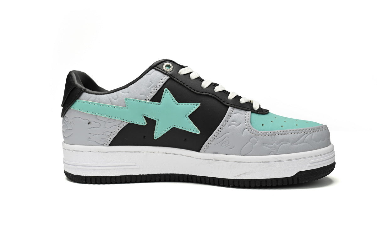 A BATHING APE BAPE STA Mint Green & Grey Embossed Camo Sneakers | Women's & Men's Skate-Inspired Shoes