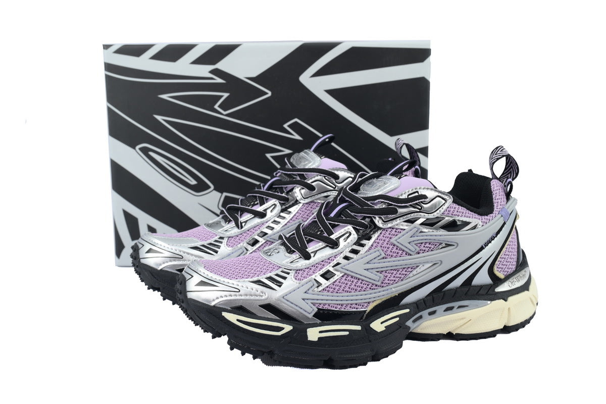 Off-White Be Right Back Women's Men's Shoes | Lavender & Silver Mesh Retro Sneakers