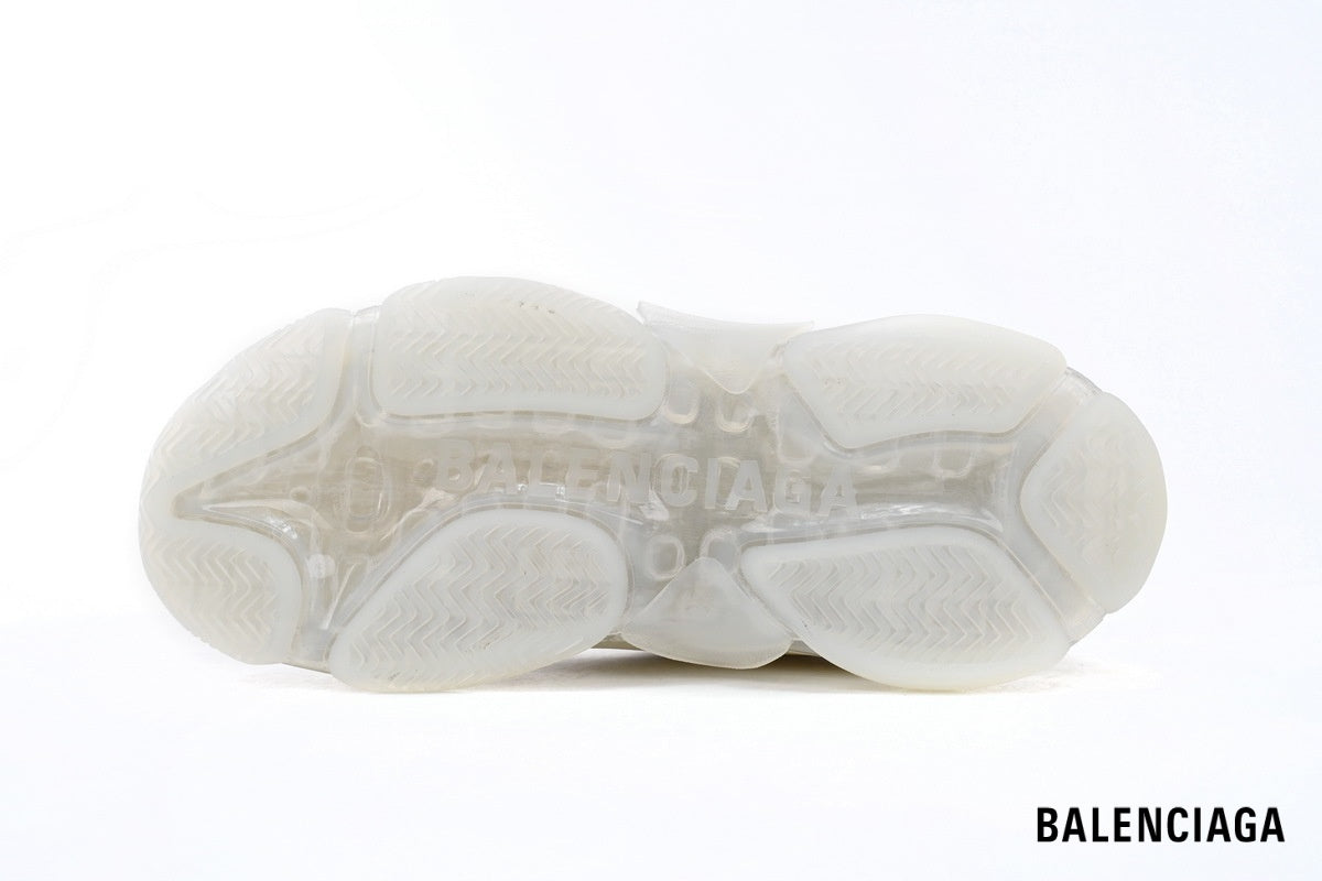 Balenciaga Triple S men's shoes  women sneakers ¨C White & Clear Sole II