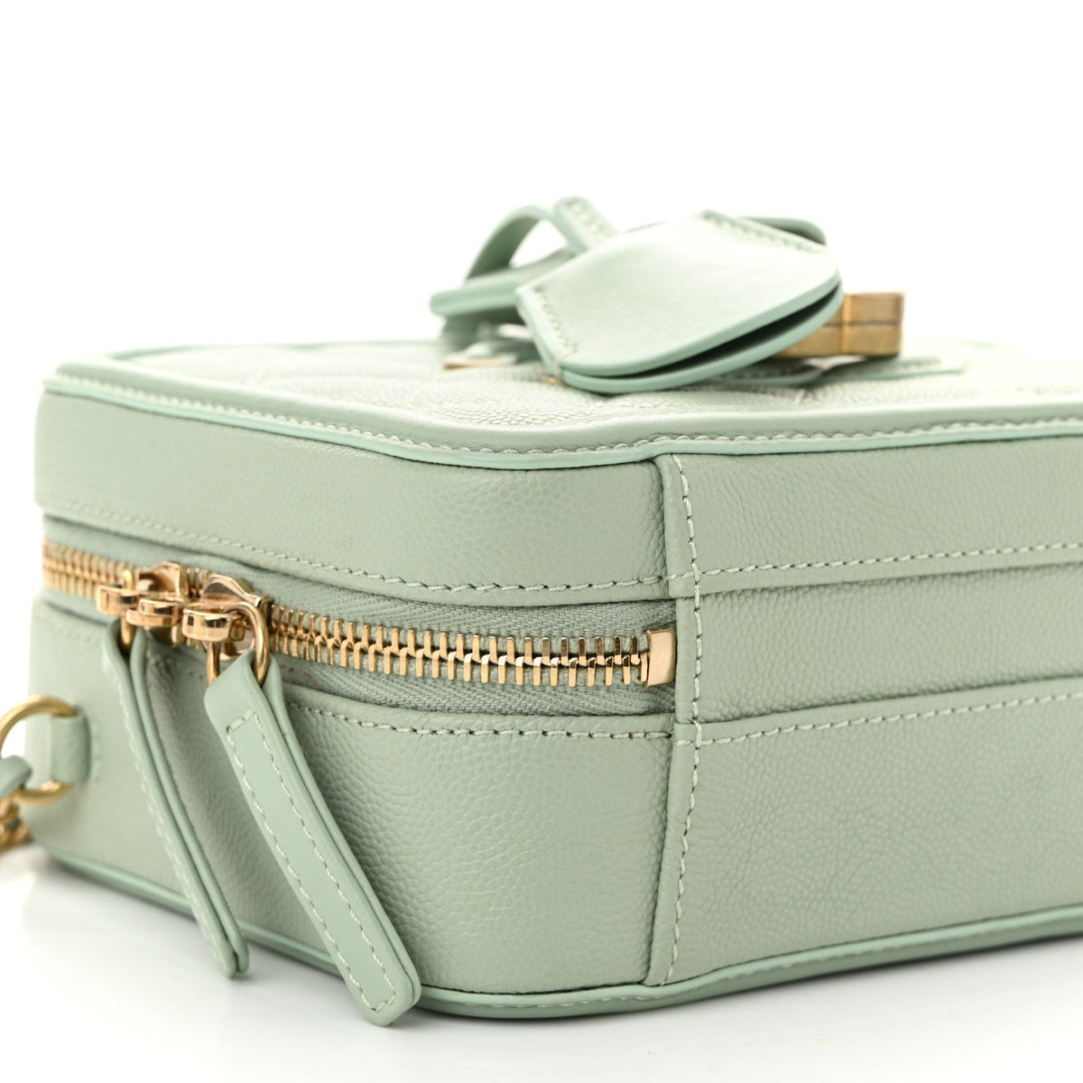 Caviar Quilted Small CC Filigree Vanity Case Mint