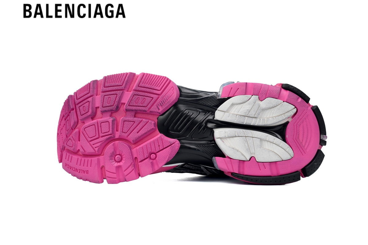 Balenciaga Runner men's shoes  women sneakers¡ª Silver Mesh, Black & Pink Synthetic Overlays
