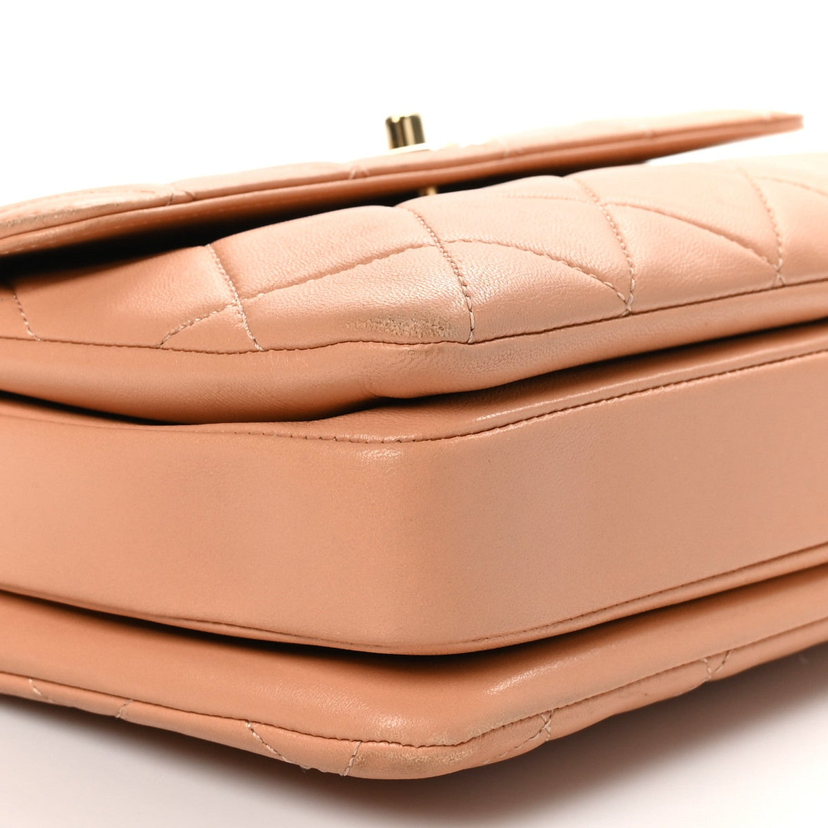 Lambskin Quilted Small Trendy CC Dual Handle Flap Bag Camel