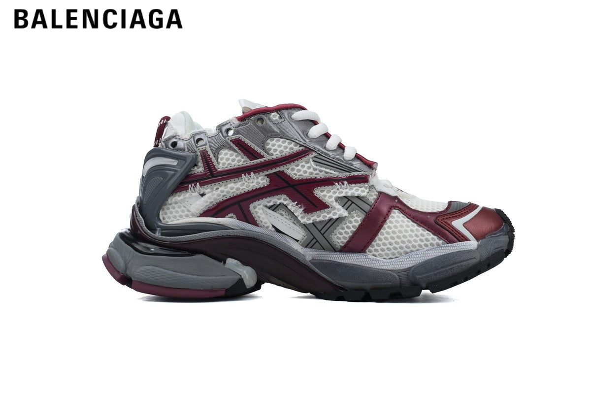 Balenciaga Runner men's shoes  women sneakers¡ª White / Burgundy / Grey