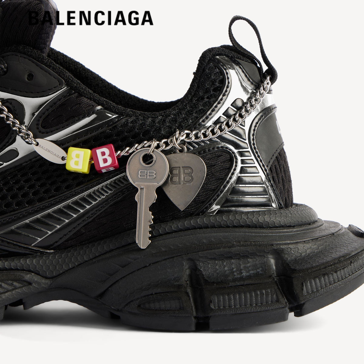 Balenciaga 3XL men's shoes  women sneakers Black Silver With Charm
