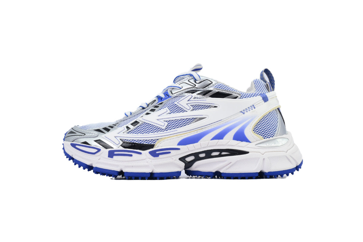 Off-White Be Right Back Women's Men's Shoes | White & Royal Blue Mesh Retro Sneakers