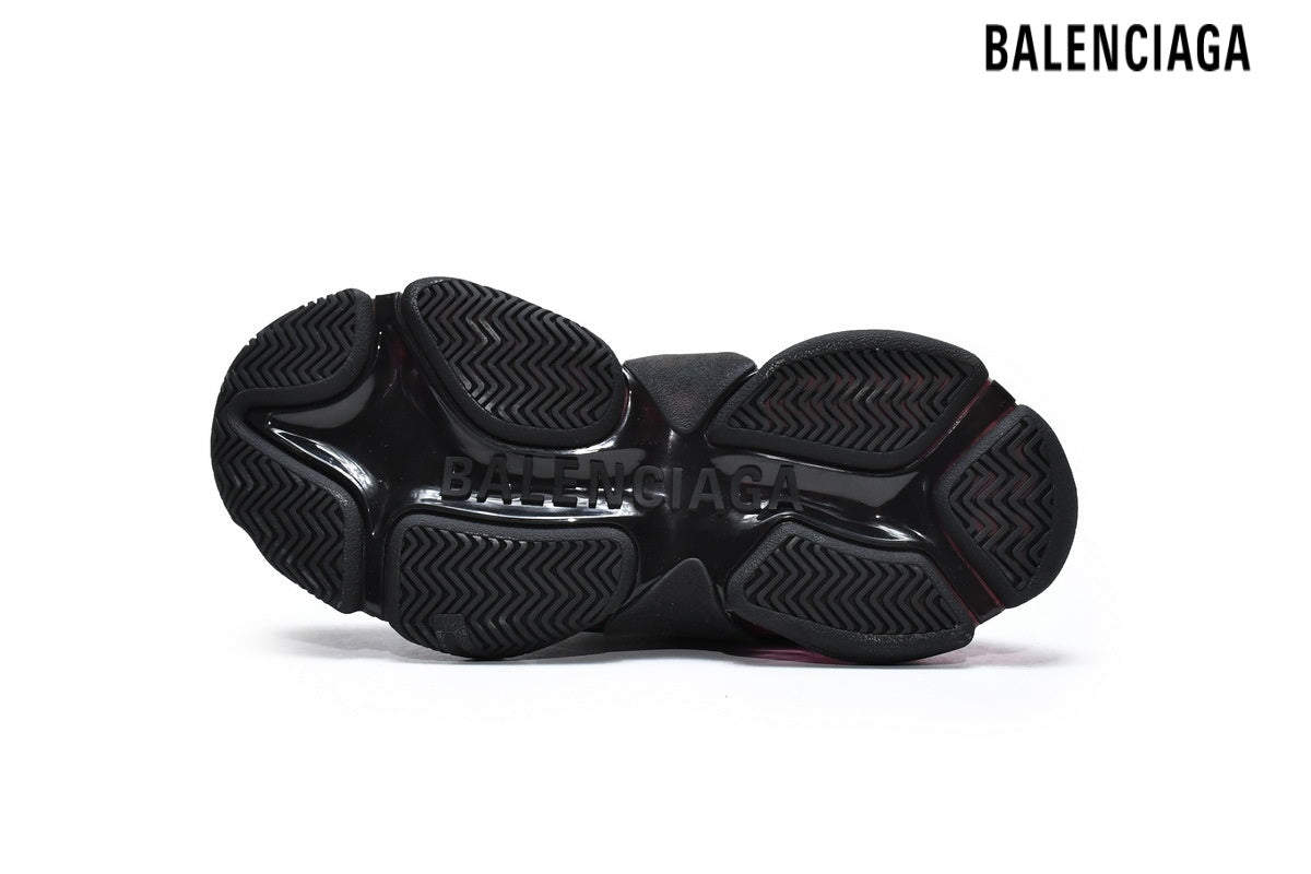 Balenciaga Triple S men's shoes  women sneakers Clear Sole Sneaker Black Burgundy