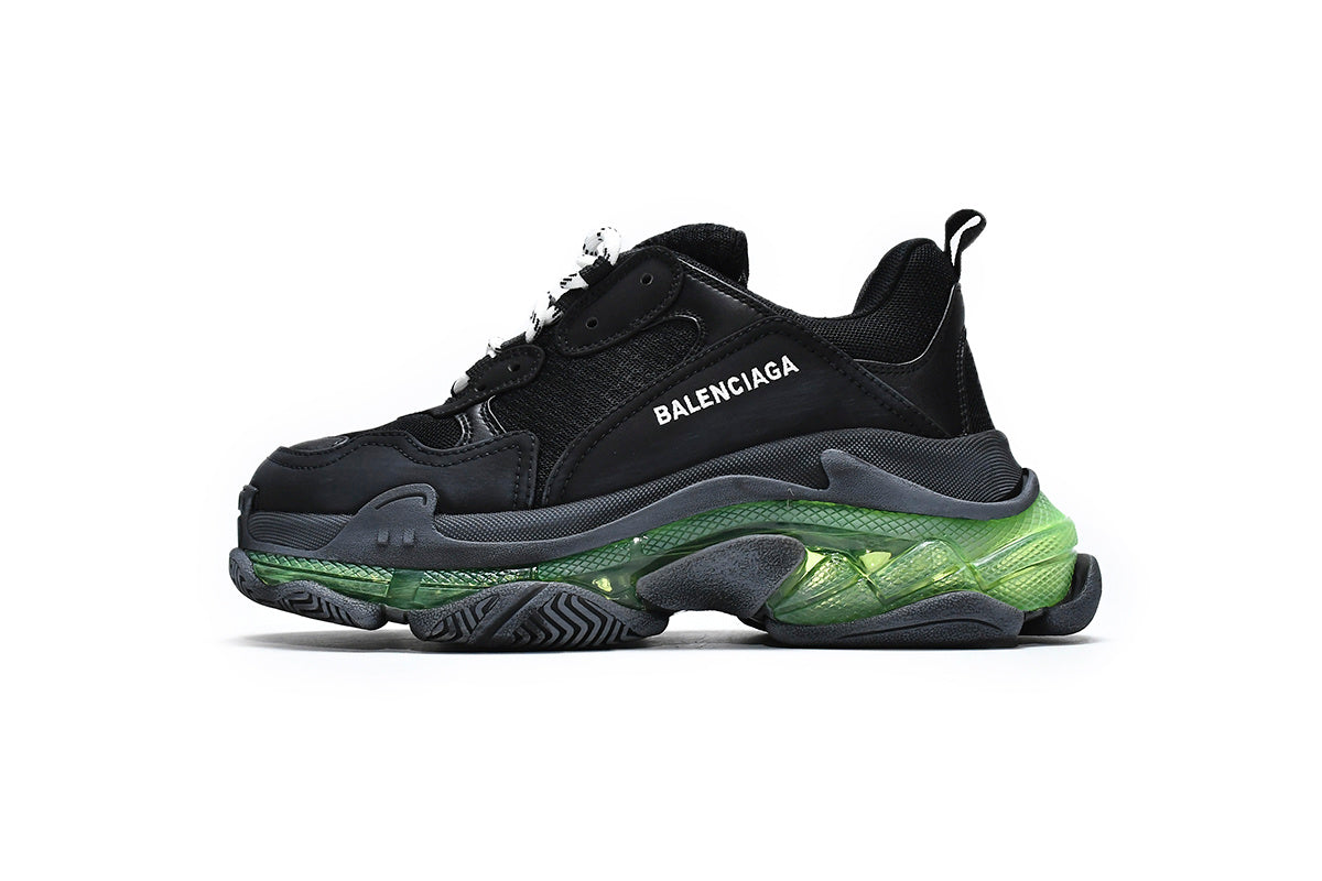 Balenciaga men's shoes Track  Triple S Clear Sole Sneakers runners Blackish-green