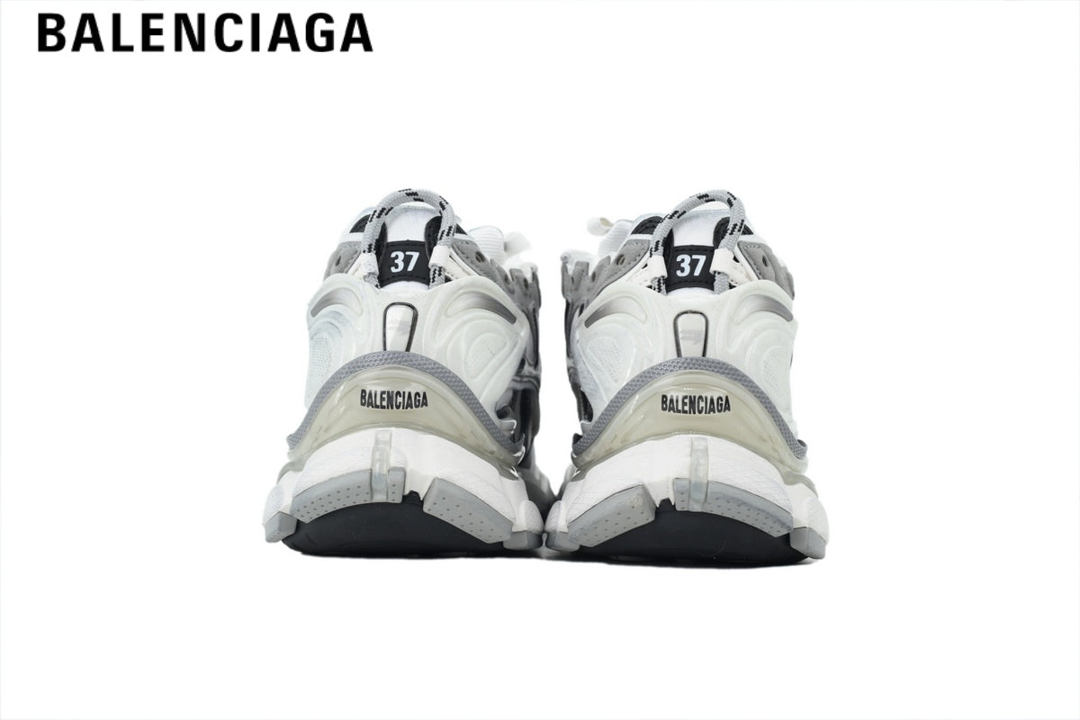 Balenciaga Runner Mid Sneaker ¡ª White Mesh, Black & Grey Synthetic Overlays