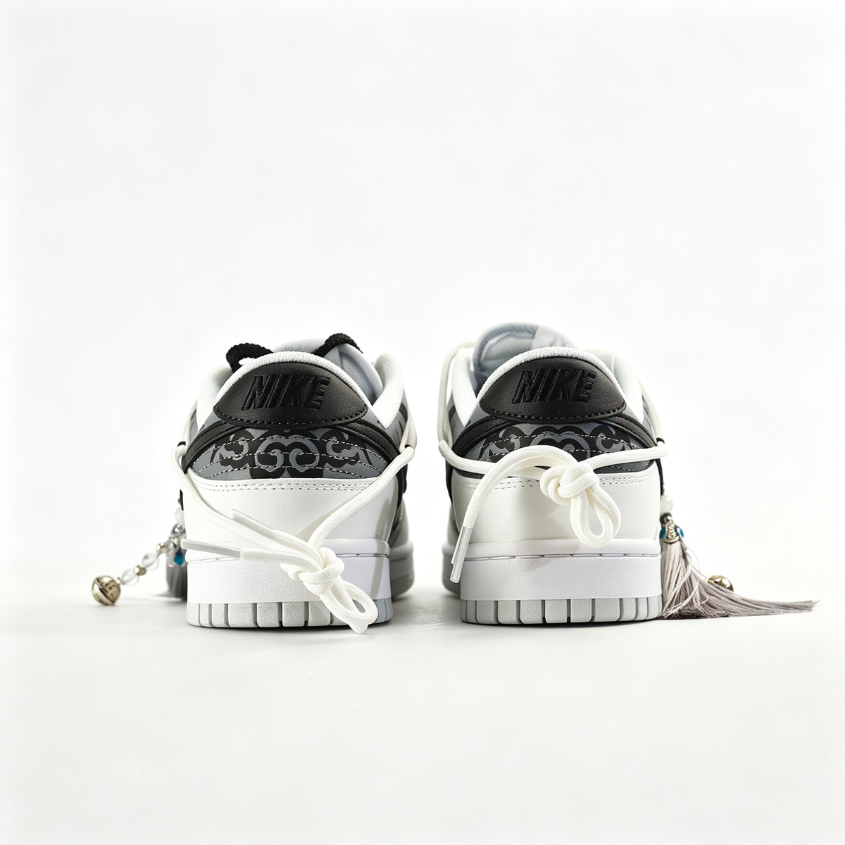 Nike Dunk Low 'Eastern' ¨C Custom White & Black Chinese-Style Pattern Deconstructed Sneakers