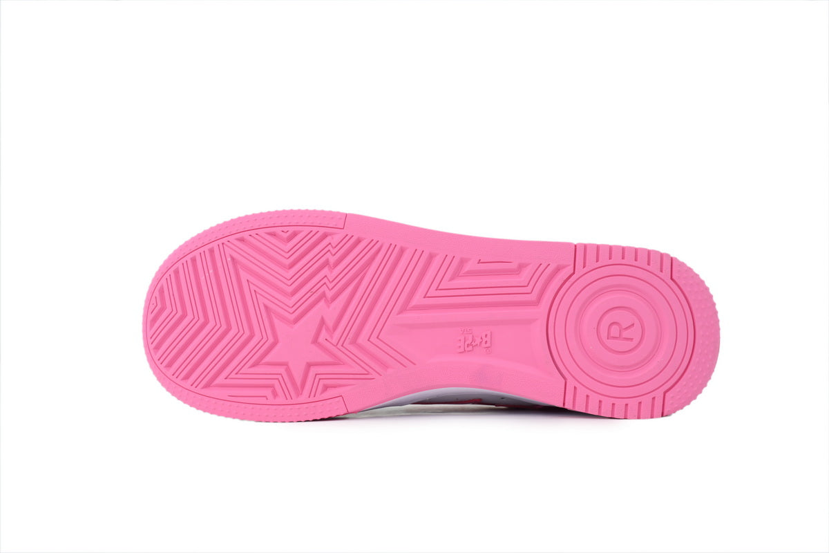 A BATHING APE BAPE STA Glossy Pink & White Sneakers | Women's & Men's Skate-Inspired Shoes