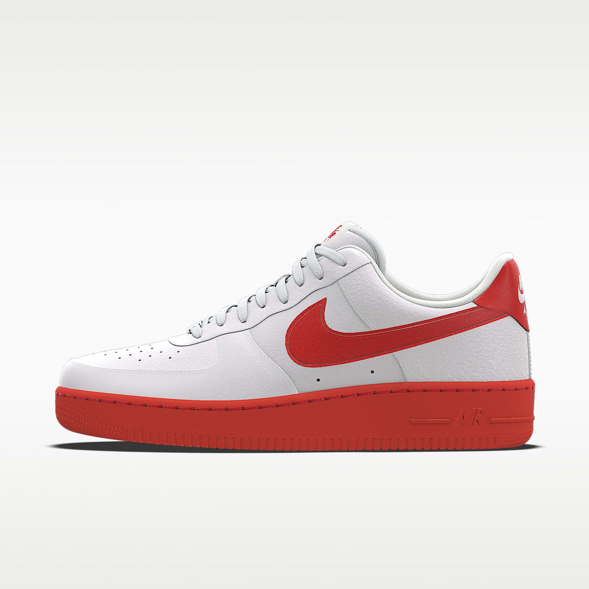 Nike Air Force 1 '07 White Red Swoosh Red Outsole Sneakers mens low top shoes