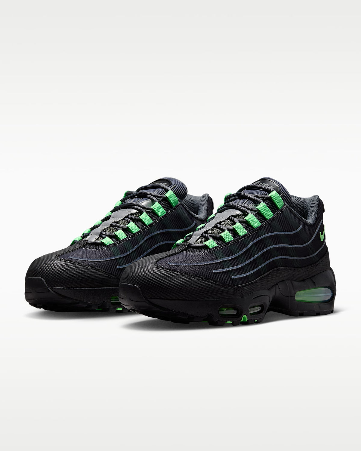 Nike Air Max 95 ¨C Black / Lime Green Mesh Athletic Sneakers