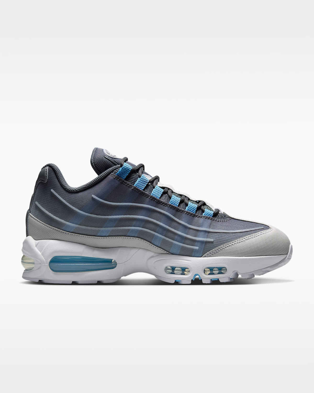 Nike Air Max 95 ¨C Grey / Cerulean Mesh Athletic Sneakers