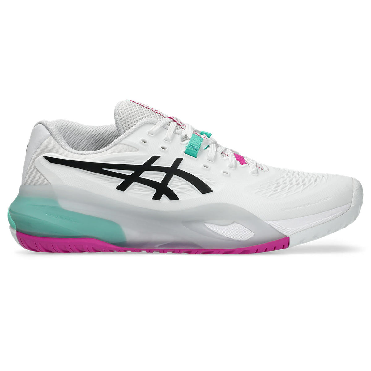 Asics womens shoes  neutral running shoes mens  sneakers Gel-Resolution ¨C White/Black/Turquoise Tennis Sneaker