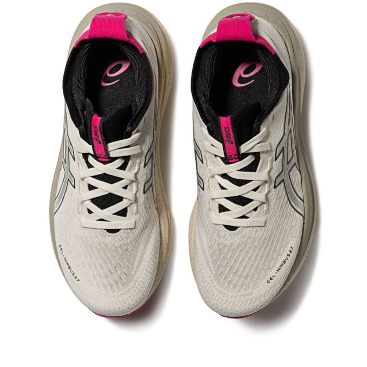 Asics womens shoes  neutral running shoes mens  sneakers Gel-Nimbus 27 Cream / Silver / Hot Pink