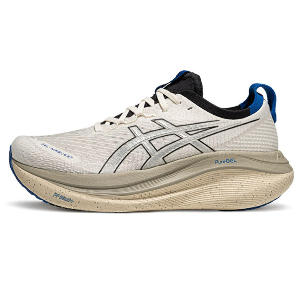 Asics womens shoes  neutral running shoes mens  sneakers  Gel-Nimbus 27 Cream / Silver / Blue