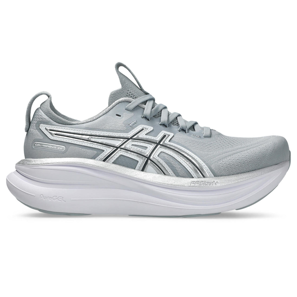 Asics womens shoes  neutral running shoes mens  sneakers Gel-Nimbus 28 Light Gray / Silver / White