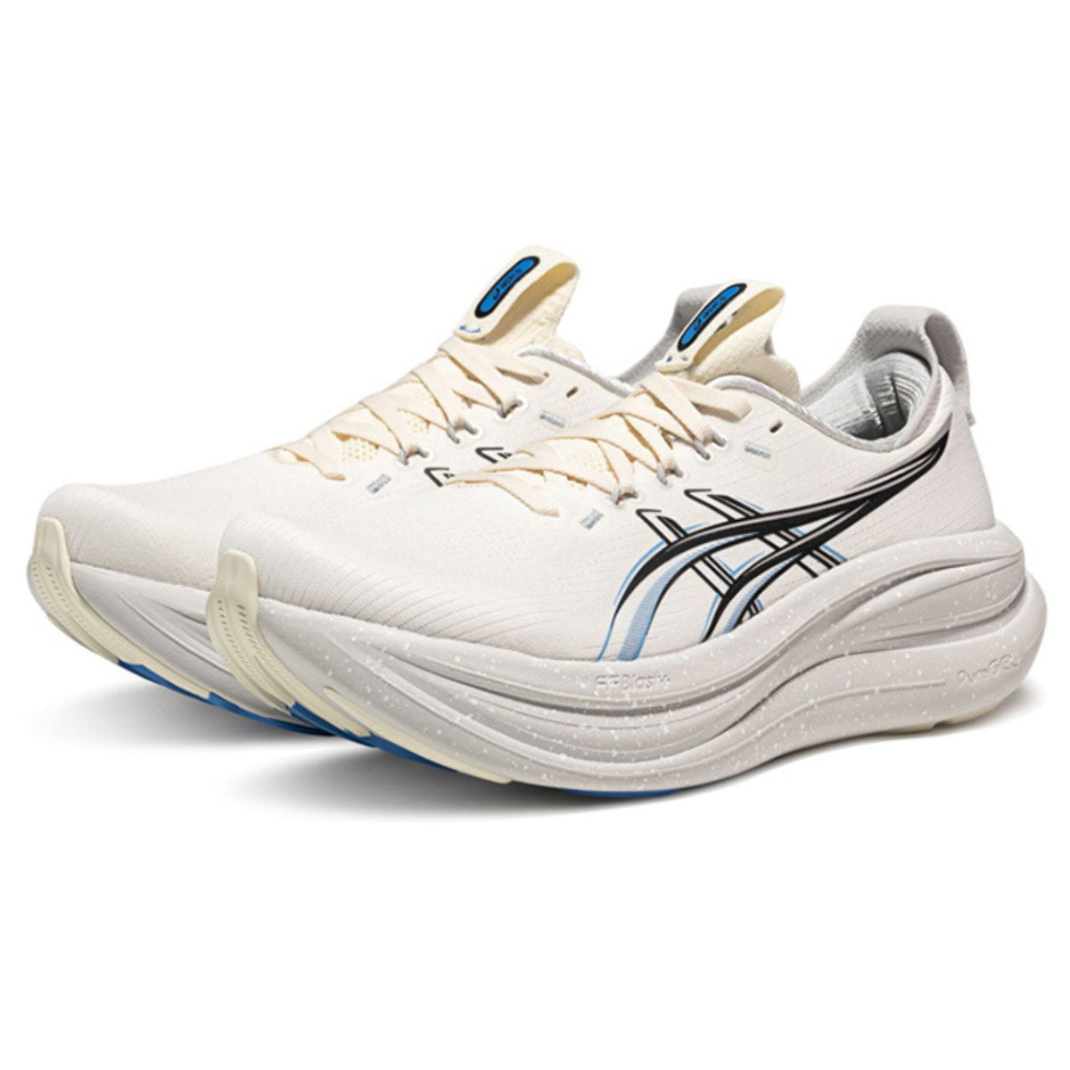 Asics womens shoes  neutral running shoes mens  sneakers Gel-Nimbus 27 Cream / Black / Light Blue