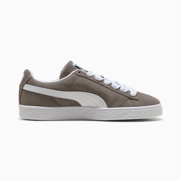 PUMA Suede Classic Grey-White-Gold  puma shoes for men  womens shoes  roma shoes