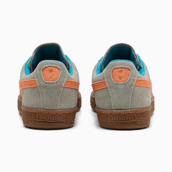 PUMA Suede Classic Grey-Orange-Teal Gum Sole puma shoes for men  womens shoes  roma shoes