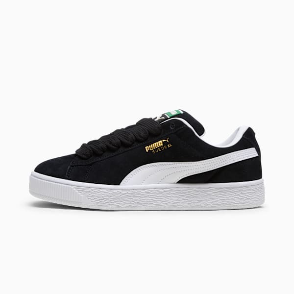 PUMA Suede XL Black-White-Gold puma shoes for men  womens shoes  roma shoes