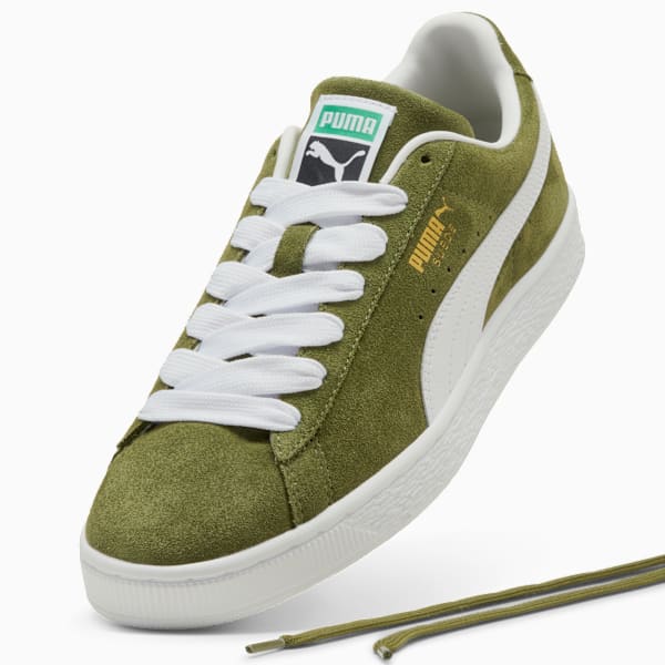 PUMA Suede Classic Olive Green-White-Gold puma shoes for men  womens shoes  roma shoes