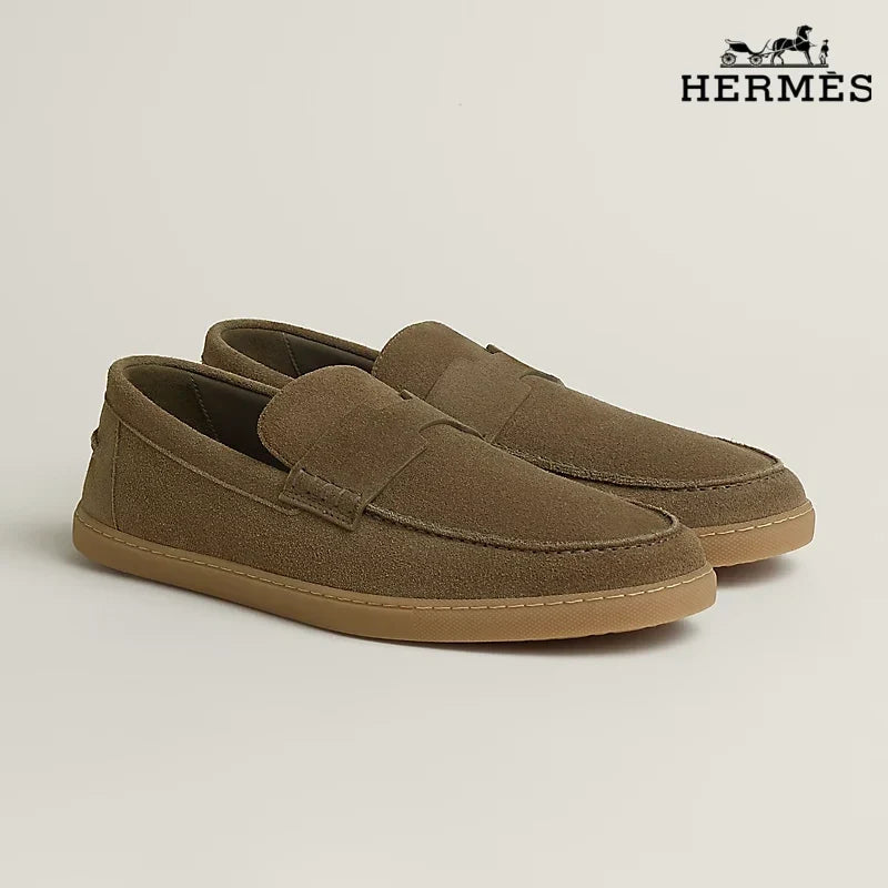 Herm¨¨s Khaki Suede Loafer with Gum Sole