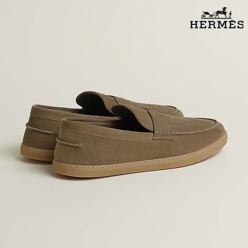 Herm¨¨s Khaki Suede Loafer with Gum Sole