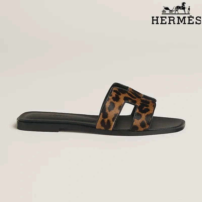 Herm¨¨s Oran Leopard Print Flat Sandal