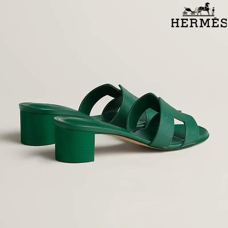 Herm¨¨s Oasis Green Block Heel Mules