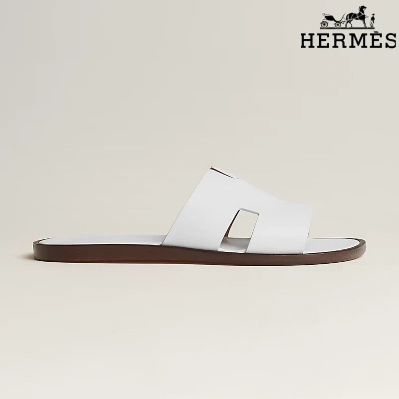 Herm¨¨s  female slides White Leather Oran Slide Sandals