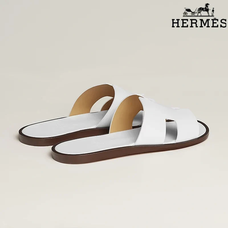 Herm¨¨s  female slides White Leather Oran Slide Sandals