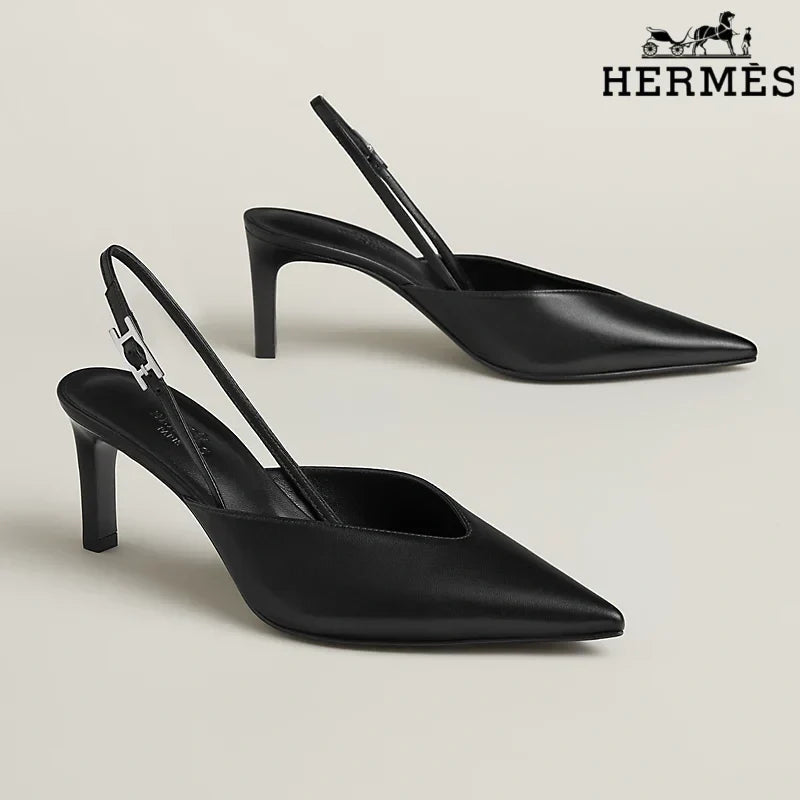 Herm¨¨s Black Leather Slingback High Heels