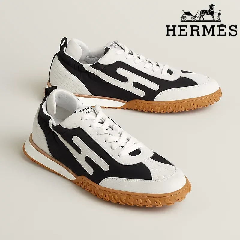Herm¨¨s Black White Suede Sneakers