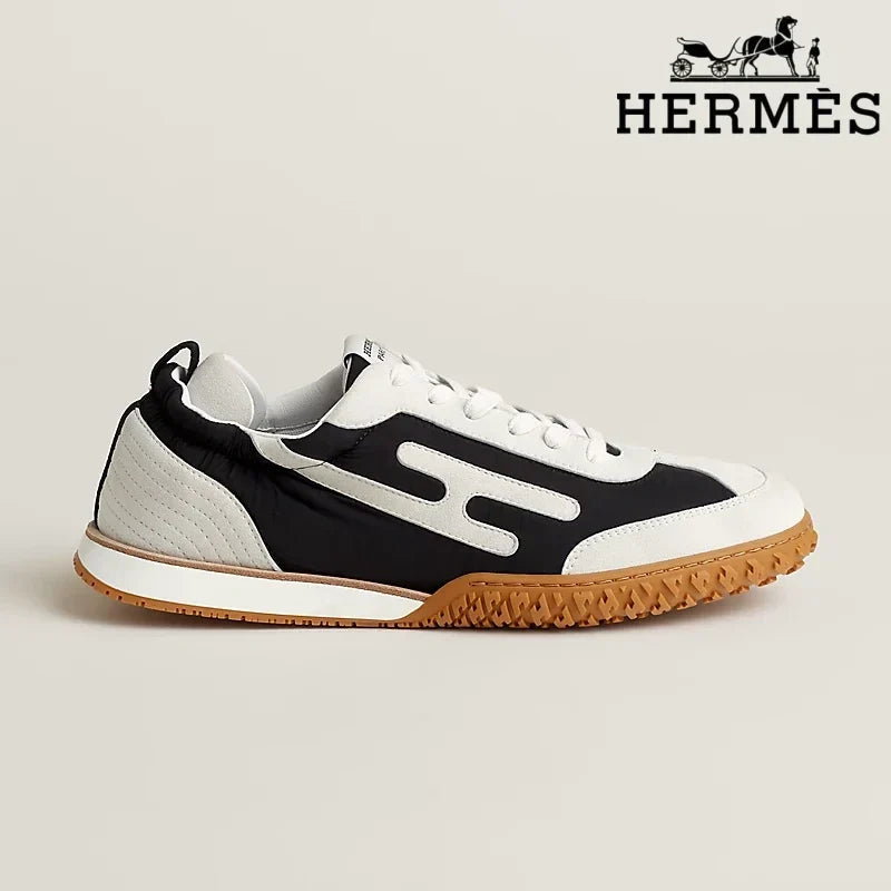 Herm¨¨s Black White Suede Sneakers