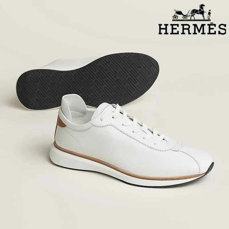 Herm¨¨s   womens shoes men sneaker White Leather Low Top Sneakers