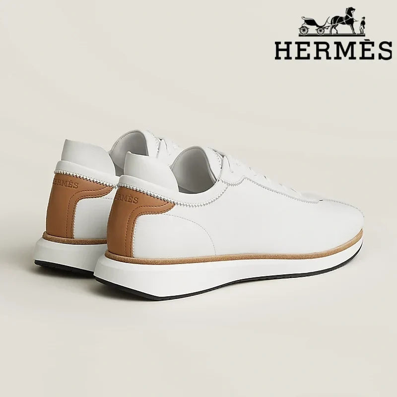 Herm¨¨s   womens shoes men sneaker White Leather Low Top Sneakers