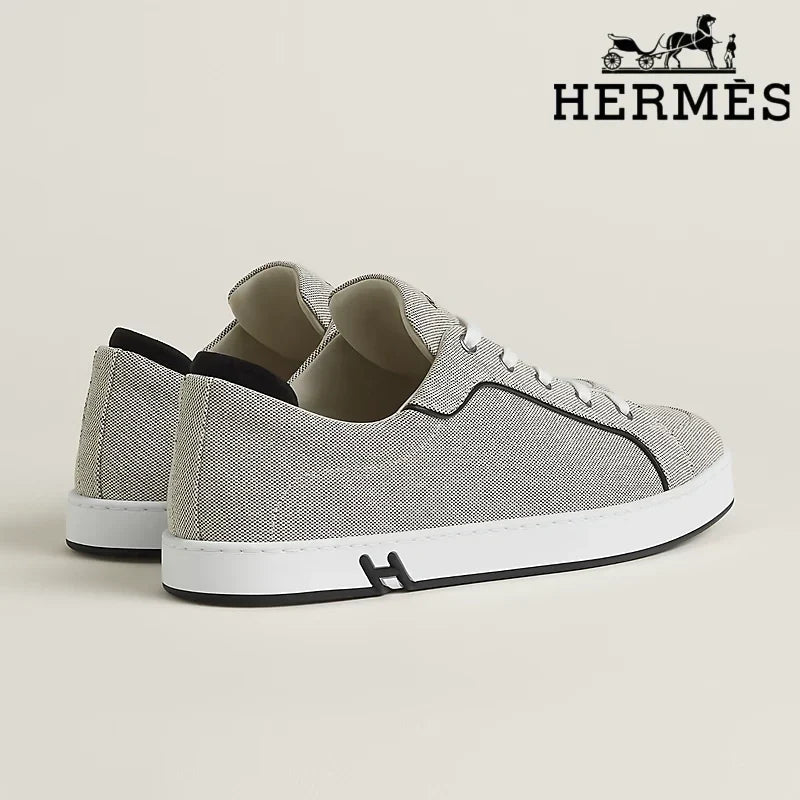Herm¨¨s Grey Canvas Low Top Sneakers